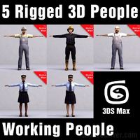 WORKING PEOPLE- 5 RIGGED 3D MODELS (MeWoCS001a)