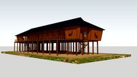 Rumah Tradisional Betang, Dayak, Kalimantan Barat versi TMII