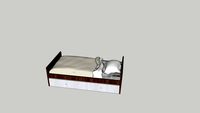 Divã Cama Florença - Nogueira com Texturado Branco