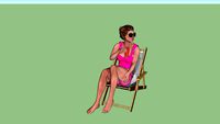 mulher tomando suco no sol