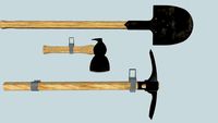 the tool - shovel, axe and pickaxe