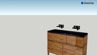 meuble sdb bois lavabo pierre mitigeur encastré