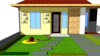 taman depan rumah (kendi hias dan kerikil)
