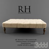 Restoration Hardware /60" Bennett Rectangular Upholstered Ottoman