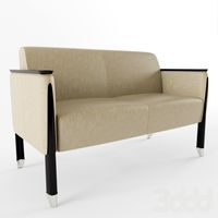Lounge Two Seat Sofa Wood Arm Caps and Legs