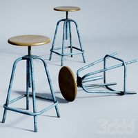 Pair of French Industrial Adjustable Stools