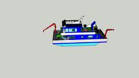 This is a house boat designed from a river tug