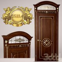 Дверь классическая с резьбой и паталъю золота