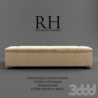 Restoration Hardware /Churchill Upholstered Coffee Ottoman