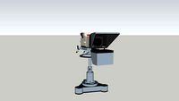 Television studio camera with VInten pedestal and teleprompter