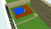 Piscine bois et plage.