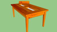 Mesa com compartimento para bebidas