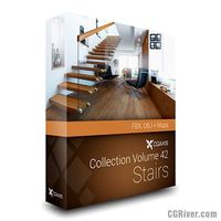 Volume 42 (FBX & OBJ): Stairs + Render Scene - CGAxis 3D Models