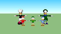 Grandma Duck, Gladstone Gander and Huey, Dewey and Louie