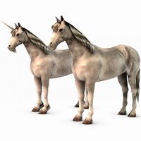 White horse and Unicorn3d model