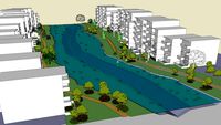 housing on waste water wetlands landscape
