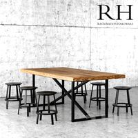 Restoration Hardware dining table and stools