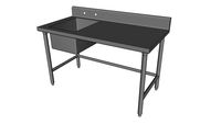 Worktable w/Backsplash, Cross-Bracing , and Sink WT1-30-XB-60-S1723L]