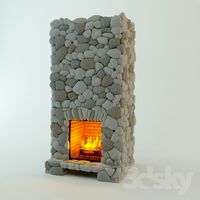 Stone fireplace (cobblestone)