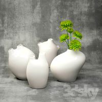Set of 4 vases (Vita Vases) with chrysanthemums