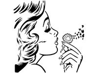 Girl blowing flower stencil by Longquang