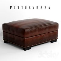 Pottery Barn - Turner Leather Ottoman with Nailheads