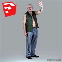 Elderly / Old Male Character - CMan0009-HD2-O02P05S_SU - Ready-Posed 3D Human Model (Still)