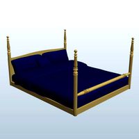 King Size Bed with Denim SheetsPine v1