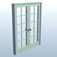 x80 Double French Mullion DoorWhite v1