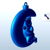Baby Sleeping in Crescent Moon Ornament v2