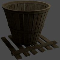 Wooden basket with wooden panels