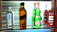 4 bottles (ricard, whisky, get and vodka)