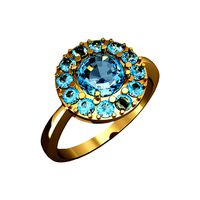 Ring with Topazes 950 | 3D