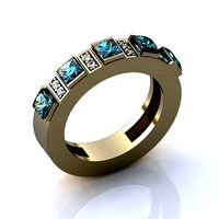 Ring with Brilliants and Topazes BK142 | 3D