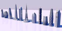 Futuristic skyscrapers downtown