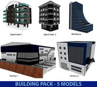 Building Pack - 5 Buildings of Residental and Industrial