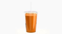 Juice milkshake in a plastic coffee cup with straw