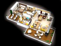 3d floor plan detailled modern