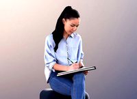 Anita 11243 - Asian Girl Sitting Taking Notes