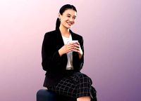 Francine 11282 - Asian Fashionable Woman Sit Coffee Cafe