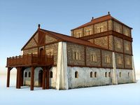 Medieval -9th century- Slavic palace - exterior - interior