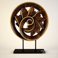 Carved Wood Medallion on Stand