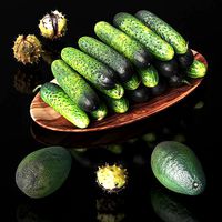 Cucumbers chestnuts and avocados