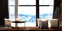 window seat bay window bedroom daylight interior visualization