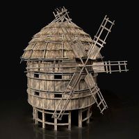 Next Gen AAA THATCHED FANTASY MEDIEVAL WOODEN SILO WINDMILL