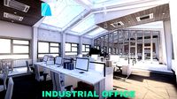 Industrial Office on Attic with Skylights Scene - Archicad