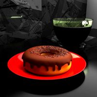 Donut with the cup of coffee