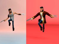 Rigged stylized wolverine character with textures