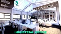 Industrial Office on Attic with Skylights Scene - 3DS MAX
