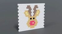 Low Poly Cartoon Rudolph Brick Wall